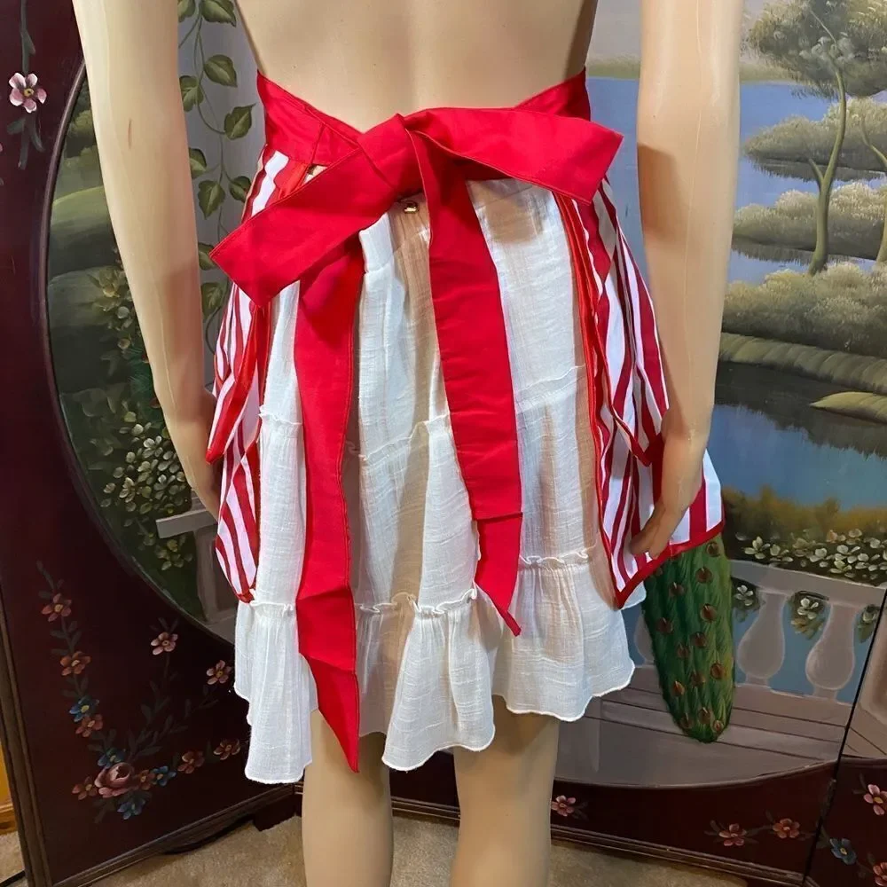 Red & White Striped Bibbed Apron